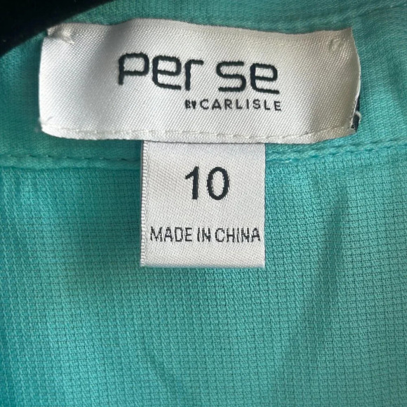 Carlisle Per Se Turquoise 100% Cotton Tunic Blouse Shirt Size 10 - Picture 3 of 6